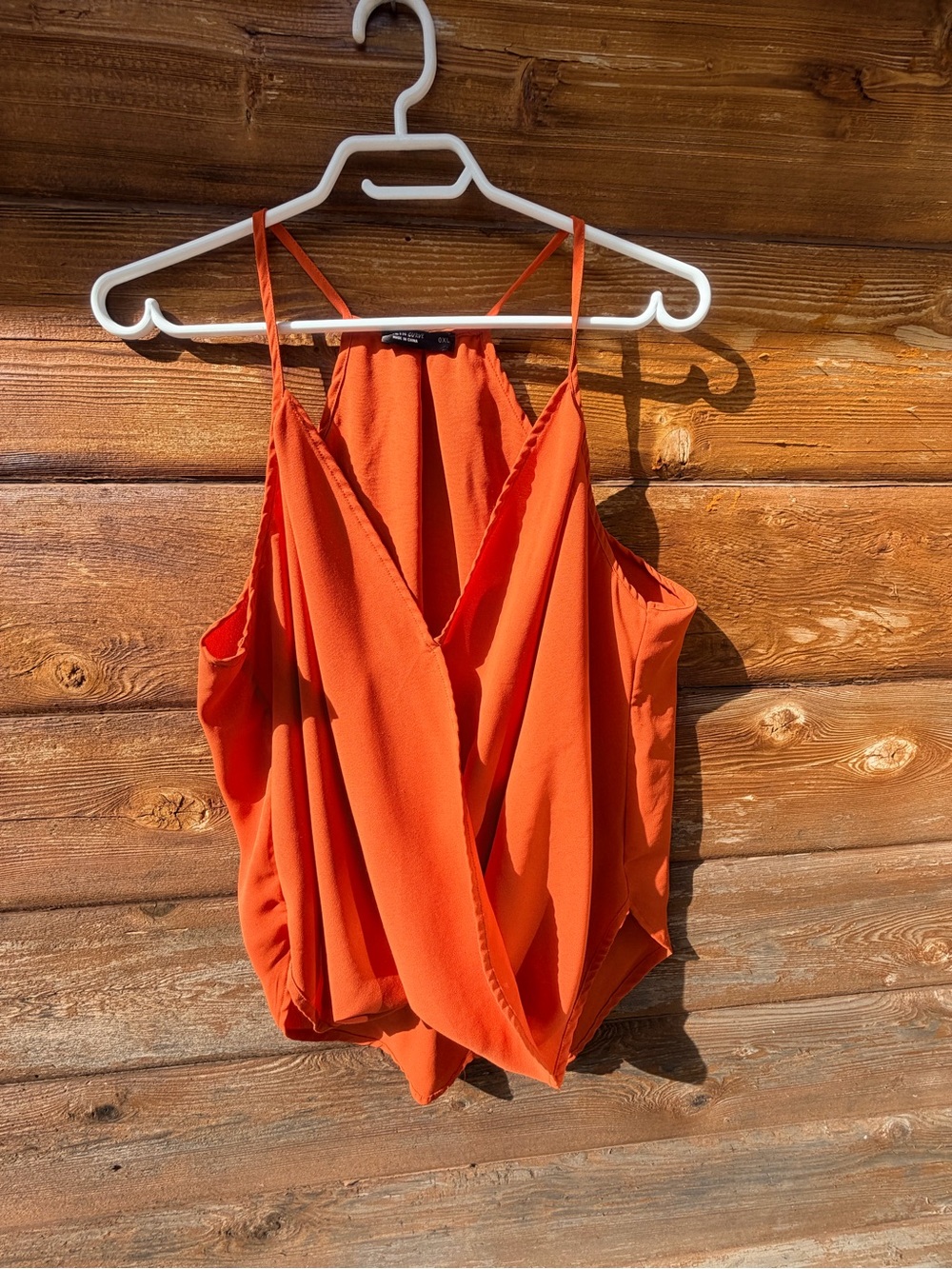 SHEIN Bright Orange Draped Crossover Spaghetti Strap Tank